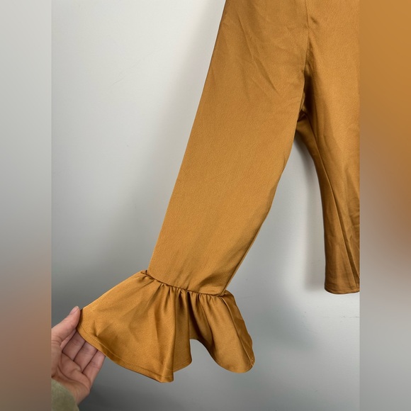 NWT J. Crew Women Brown Winter Garden Top Size Large Bell Sleeve Crew Neck - Picture 6 of 7